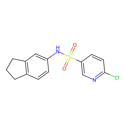 6-chloro-N-(2,3-dihydro-1H-inden-5-yl)pyridine-3-sulfonamide structure