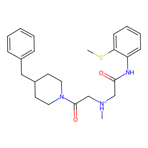 [2-(4-benzylpiperidin-1-yl)-2-oxoethyl]-methyl-[2-(2-methylsulfanylanilino)-2-oxoethyl]azanium structure