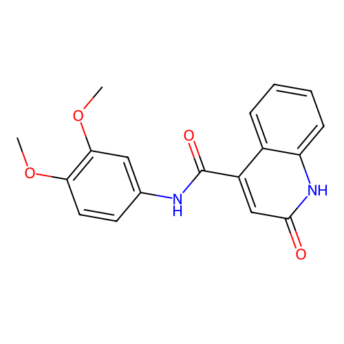 N-(3,4-dimethoxyphenyl)-2-oxo-1,2-dihydroquinoline-4-carboxamide structure