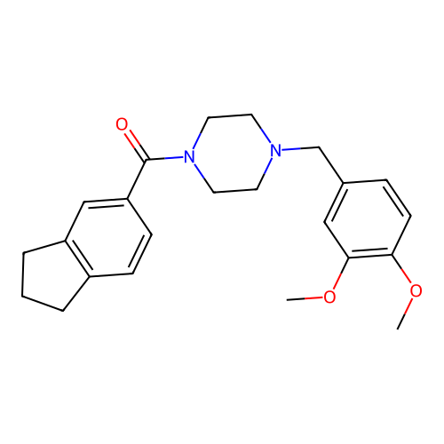2,3-dihydro-1H-inden-5-yl-[4-[(3,4-dimethoxyphenyl)methyl]piperazin-1-yl]methanone structure