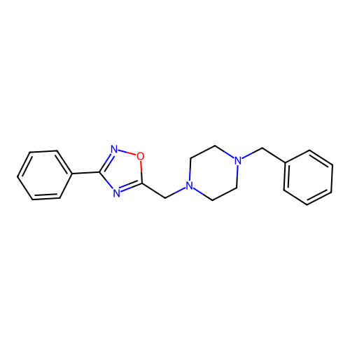 1-Benzyl-4-[(3-phenyl-1,2,4-oxadiazol-5-yl)methyl]piperazine structure