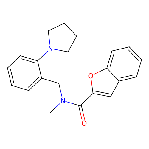 N-methyl-N-[(2-pyrrolidin-1-ylphenyl)methyl]-1-benzofuran-2-carboxamide structure