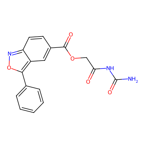 [2-(Carbamoylamino)-2-oxoethyl] 3-phenyl-2,1-benzoxazole-5-carboxylate structure
