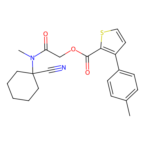 [(1-cyanocyclohexyl)(methyl)carbamoyl]methyl 3-(4-methylphenyl)thiophene-2-carboxylate structure