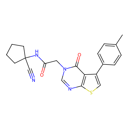 N-(1-cyanocyclopentyl)-2-[5-(4-methylphenyl)-4-oxothieno[2,3-d]pyrimidin-3-yl]acetamide structure