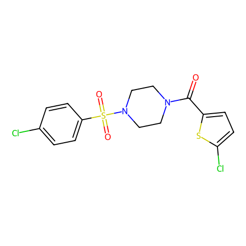 [4-(4-Chlorophenyl)sulfonylpiperazin-1-yl]-(5-chlorothiophen-2-yl)methanone structure