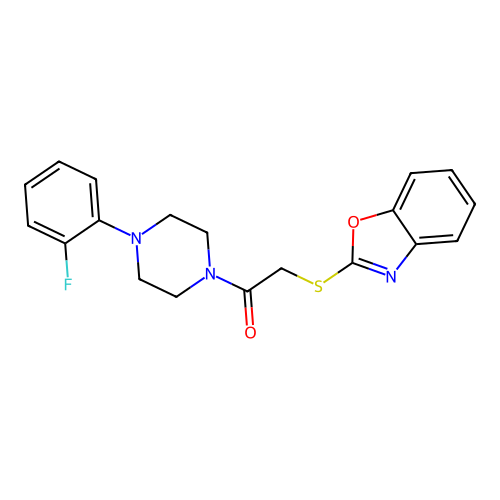 2-(1,3-Benzoxazol-2-ylsulfanyl)-1-[4-(2-fluorophenyl)piperazin-1-yl]ethanone structure