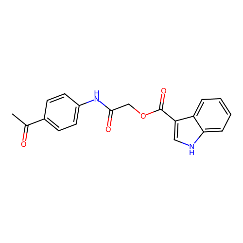 [2-(4-acetylanilino)-2-oxoethyl] 1H-indole-3-carboxylate structure