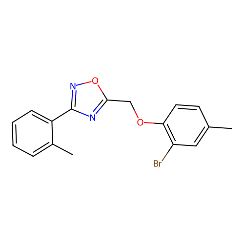 5-[(2-Bromo-4-methylphenoxy)methyl]-3-(2-methylphenyl)-1,2,4-oxadiazole structure