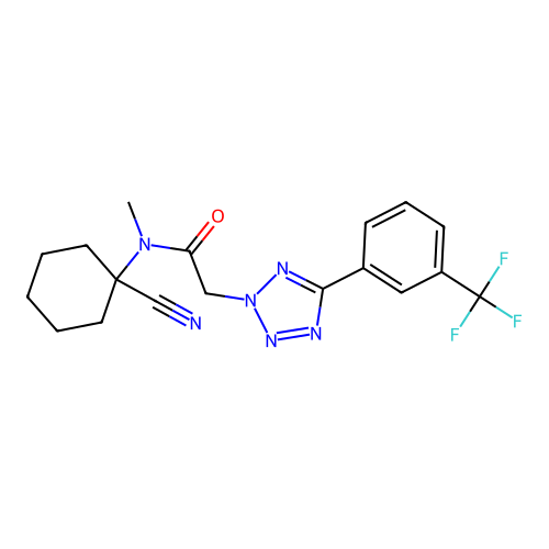 N-(1-cyanocyclohexyl)-N-methyl-2-[5-[3-(trifluoromethyl)phenyl]tetrazol-2-yl]acetamide structure