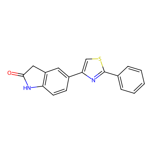 5-(2-Phenylthiazol-4-yl)indolin-2-one structure