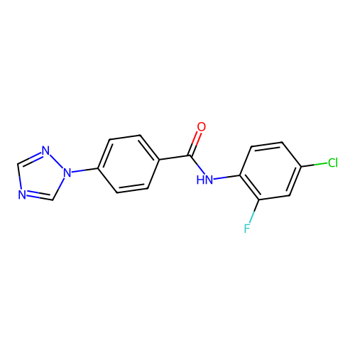 N-(4-chloro-2-fluorophenyl)-4-(1,2,4-triazol-1-yl)benzamide structure