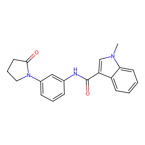 1-methyl-N-(3-(2-oxopyrrolidin-1-yl)phenyl)-1H-indole-3-carboxamide structure