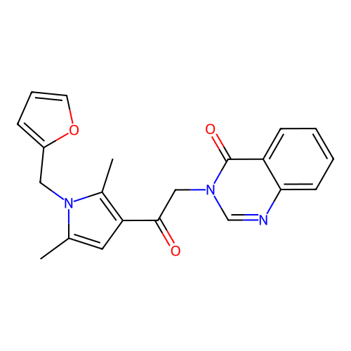 3-[2-[1-(Furan-2-ylmethyl)-2,5-dimethylpyrrol-3-yl]-2-oxoethyl]quinazolin-4-one structure
