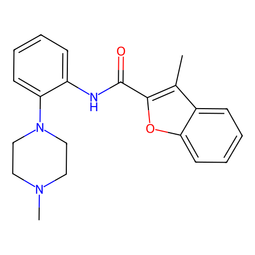 3-methyl-N-[2-(4-methylpiperazin-1-yl)phenyl]-1-benzofuran-2-carboxamide structure