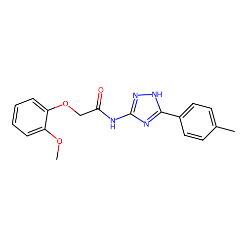 2-(2-methoxyphenoxy)-N-[3-(4-methylphenyl)-1H-1,2,4-triazol-5-yl]acetamide structure