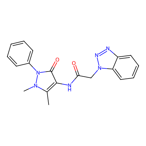 2-(benzotriazol-1-yl)-N-(1,5-dimethyl-3-oxo-2-phenylpyrazol-4-yl)acetamide structure