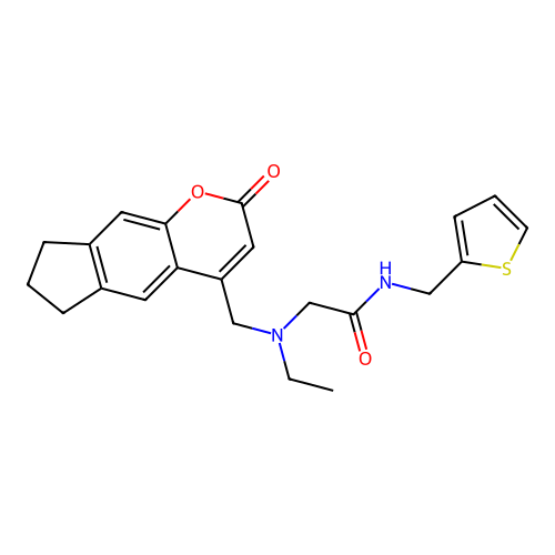 2-[ethyl({2-oxo-2H,6H,7H,8H-cyclopenta[g]chromen-4-yl}methyl)amino]-N-[(thiophen-2-yl)methyl]acetamide structure