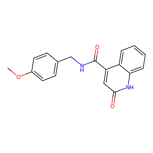 2-hydroxy-N-(4-methoxybenzyl)quinoline-4-carboxamide structure