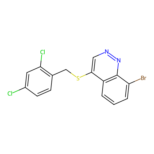 8-Bromo-4-((2,4-dichlorobenzyl)thio)cinnoline structure