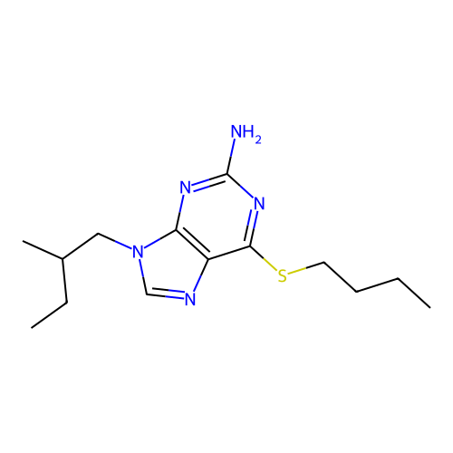 6-丁硫基-9-(2-甲基丁基)嘌呤-2-胺 structure