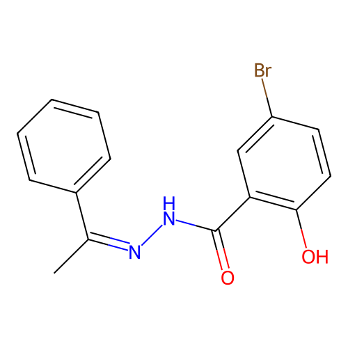 5-bromo-2-hydroxy-N-(1-phenylethylideneamino)benzamide structure