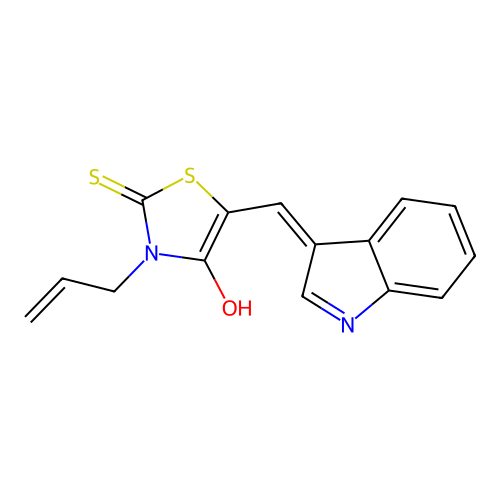 3-allyl-5-(1H-indol-3-ylmethylene)-2-thioxo-1,3-thiazolidin-4-one structure