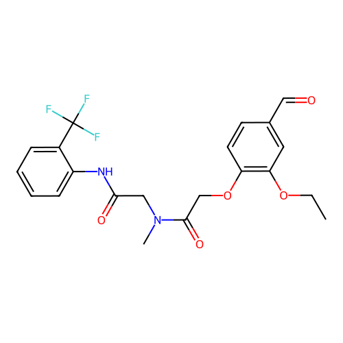 2-[[2-(2-ethoxy-4-formylphenoxy)acetyl]-methylamino]-N-[2-(trifluoromethyl)phenyl]acetamide structure