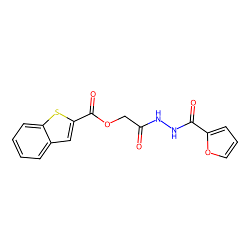 2-[2-(2-Furanylcarbonyl)hydrazinyl]-2-oxoethyl benzo[b]thiophene-2-carboxylate structure