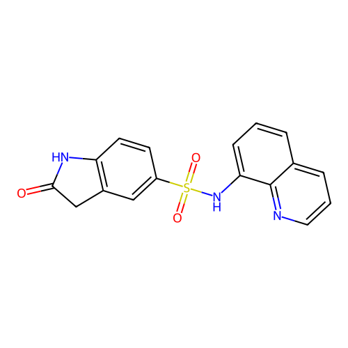2-oxo-N-(quinolin-8-yl)-2,3-dihydro-1H-indole-5-sulfonamide structure
