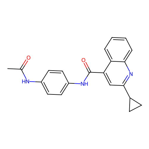 N-(4-acetamidophenyl)-2-cyclopropylquinoline-4-carboxamide structure