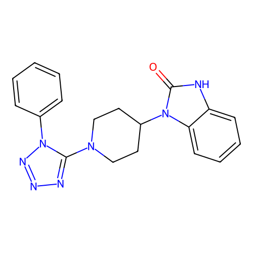 1-(1-(1-phenyl-1H-tetrazol-5-yl)piperidin-4-yl)-1H-benzo[d]imidazol-2(3H)-one structure