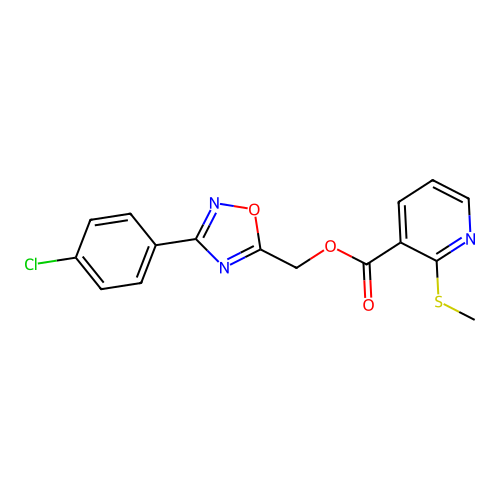 [3-(4-chlorophenyl)-1,2,4-oxadiazol-5-yl]methyl 2-(methylsulfanyl)pyridine-3-carboxylate structure