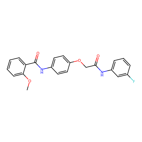 N-(4-{[(3-fluorophenyl)carbamoyl]methoxy}phenyl)-2-methoxybenzamide structure