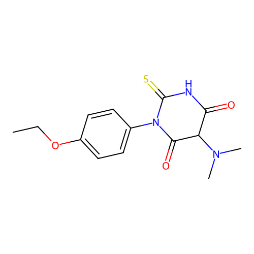 Barbituric acid, 5-(dimethylamino)-1-(p-ethoxyphenyl)-2-thio- structure