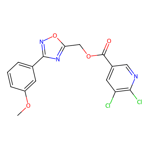 [3-(3-methoxyphenyl)-1,2,4-oxadiazol-5-yl]methyl 5,6-dichloropyridine-3-carboxylate structure