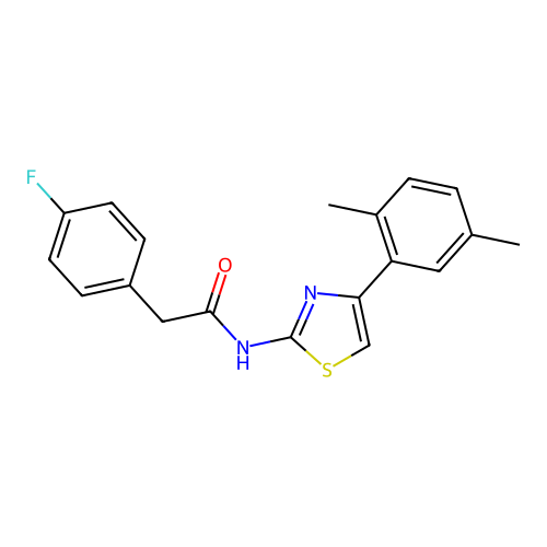 N-[4-(2,5-dimethylphenyl)-1,3-thiazol-2-yl]-2-(4-fluorophenyl)acetamide structure