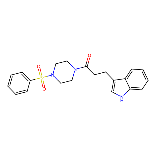 3-(1H-indol-3-yl)-1-[4-(phenylsulfonyl)piperazin-1-yl]propan-1-one structure