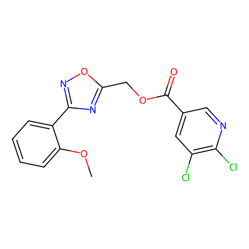 [3-(2-methoxyphenyl)-1,2,4-oxadiazol-5-yl]methyl 5,6-dichloropyridine-3-carboxylate structure