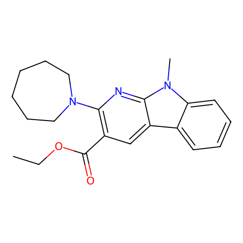 ethyl 2-(azepan-1-yl)-9-methyl-9H-pyrido[2,3-b]indole-3-carboxylate structure
