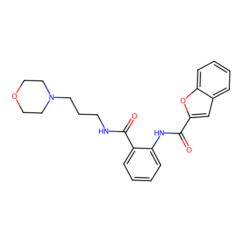 N-[2-(3-morpholin-4-ylpropylcarbamoyl)phenyl]-1-benzofuran-2-carboxamide structure