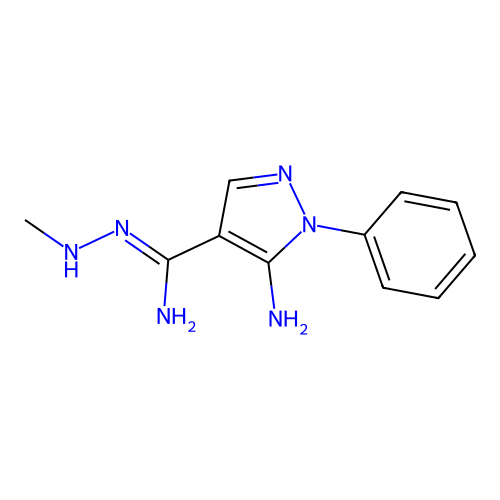 5-amino-N'-(methylamino)-1-phenylpyrazole-4-carboximidamide structure