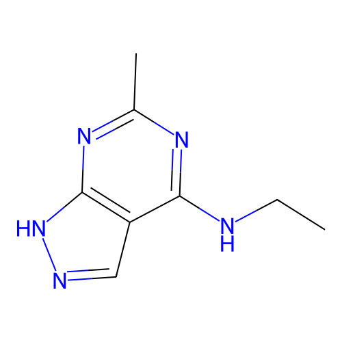 N-ethyl-6-methyl-1H-pyrazolo[3,4-d]pyrimidin-4-amine structure
