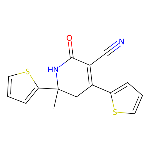 2-Methyl-6-oxo-2,4-dithiophen-2-yl-1,3-dihydropyridine-5-carbonitrile structure