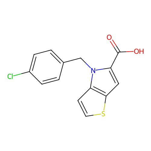 4-(4-chlorobenzyl)-4H-thieno[3,2-b]pyrrole-5-carboxylic acid structure