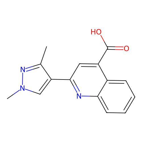 2-(1,3-dimethyl-1H-pyrazol-4-yl)quinoline-4-carboxylic acid structure
