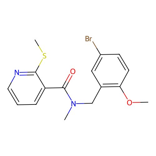 N-[(5-bromo-2-methoxyphenyl)methyl]-N-methyl-2-(methylsulfanyl)pyridine-3-carboxamide structure