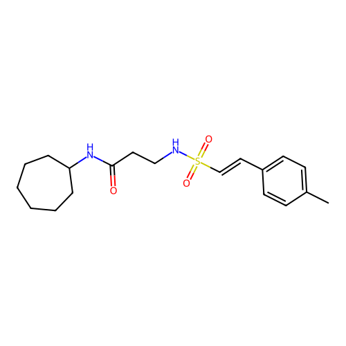 N-cycloheptyl-3-[[(E)-2-(4-methylphenyl)ethenyl]sulfonylamino]propanamide structure