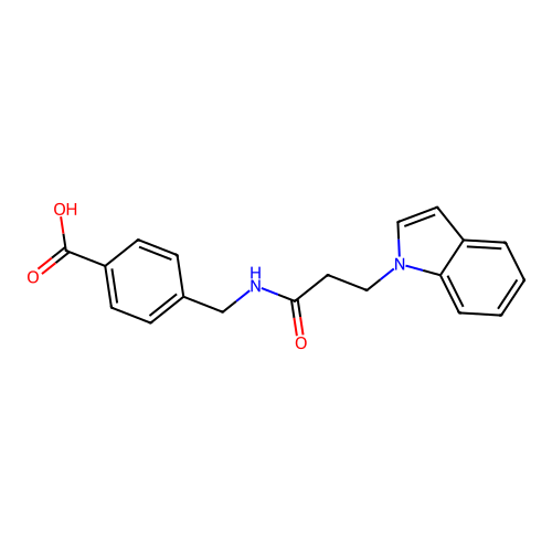 4-({[3-(1H-indol-1-yl)propanoyl]amino}methyl)benzoic acid structure