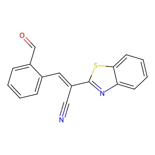 (E)-2-(1,3-benzothiazol-2-yl)-3-(2-formylphenyl)prop-2-enenitrile structure